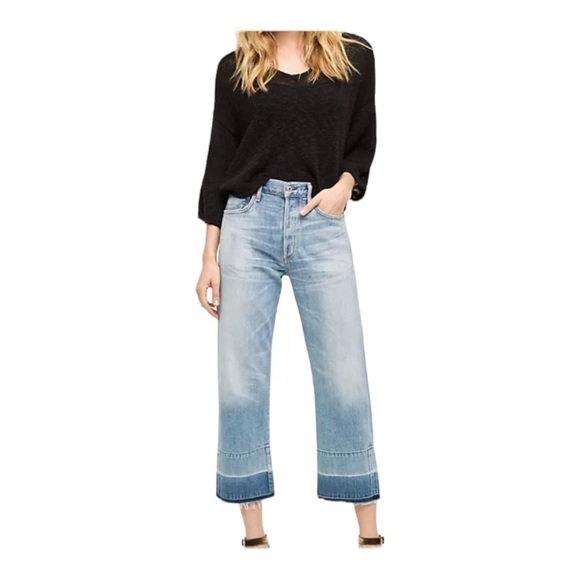 Citizens of Humanity Cora Crop Jeans with Undone Hem - Picture 1 of 10